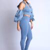 Puff Sleeve Hoodie Set – Blue (Made in U.S.A.)