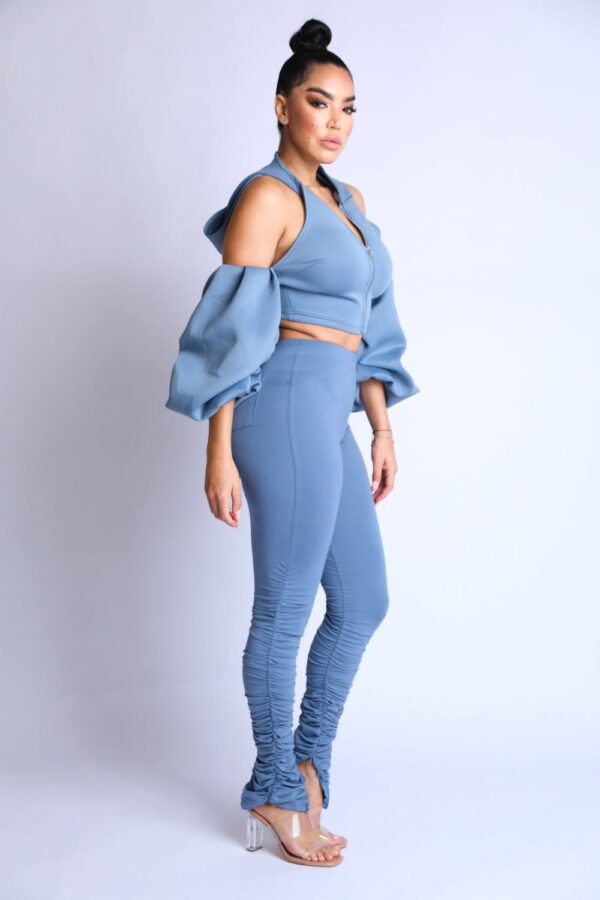 Puff Sleeve Hoodie Set – Blue (Made in U.S.A.)