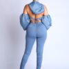 Puff Sleeve Hoodie Set – Blue (Made in U.S.A.)