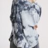 Tie Dye Ribbed Button-Front Top with Round Hem – Grey Mix