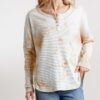 Tie Dye Ribbed Button-Front Top – Tan Mix
