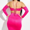 Halter Top & Off-Shoulder Skirt 2-Piece Set – Fuchsia