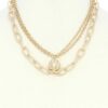 Layered Metal Ball and Oval Link Necklace – Gold or Rhodium