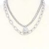 Layered Metal Ball and Oval Link Necklace – Gold or Rhodium