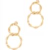 Double Twist Dangle Stud Earrings – Gold or Rhodium