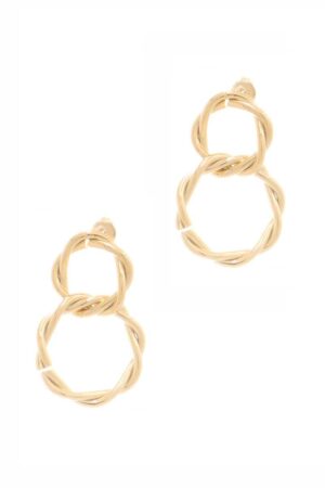 Double Twist Dangle Stud Earrings – Gold or Rhodium