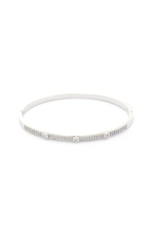 Cubic Zirconia Bracelet – Encrusted Adjustable Chain, Gold/Silver