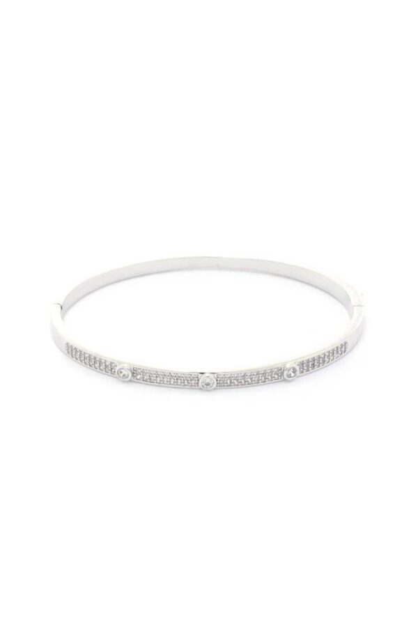 Cubic Zirconia Bracelet – Encrusted Adjustable Chain, Gold/Silver