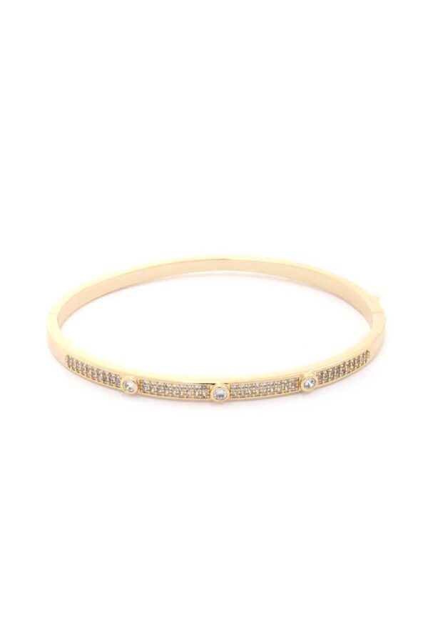 Cubic Zirconia Bracelet – Encrusted Adjustable Chain, Gold/Silver