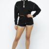 Zipper Crop Top & High-Waist Shorts Set – Black