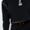 Zipper Crop Top & High-Waist Shorts Set – Black