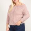 Plus Size Textured Off-the-Shoulder Long Sleeve Top – Mauve