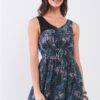 Mesh V-Neck Mini Dress with Self-Tie Waist – Navy