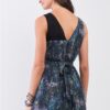Mesh V-Neck Mini Dress with Self-Tie Waist – Navy