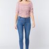 Smocked Ruched Elbow-Sleeve Woven Top – Mauve