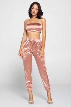 Tube Top Pant Set – Sleek Strapless Two-Piece in Mauve