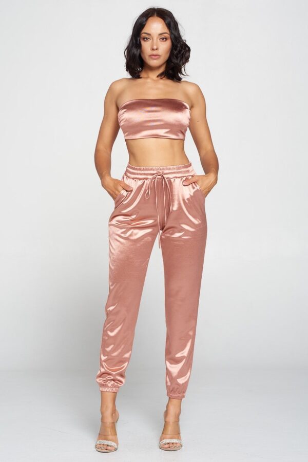 Tube Top Pant Set – Sleek Strapless Two-Piece in Mauve