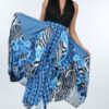 Animal Chain Print Denim Tacked Maxi Skirt – Black Gold