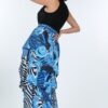 Animal Chain Print Denim Tacked Maxi Skirt – Black Gold