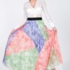 Color-Block Pleated Maxi Skirt – Multi
