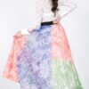 Color-Block Pleated Maxi Skirt – Multi