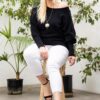 Plus Size Round Neck Sweater – Long Sleeve Black