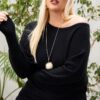 Plus Size Round Neck Sweater – Long Sleeve Black