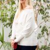 Plus Size Round-Neck Long-Sleeve Sweater in Ivory