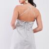 Light Grey Apron Mini Dress – Square Neck, Criss-Cross Back