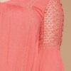 Plus Size Babydoll Blouse – Crochet Lace V-Neck, Coral