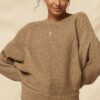 Ribbed Knit Sweater with Eyelet Detail – Taupe