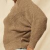 Ribbed Knit Sweater with Eyelet Detail – Taupe