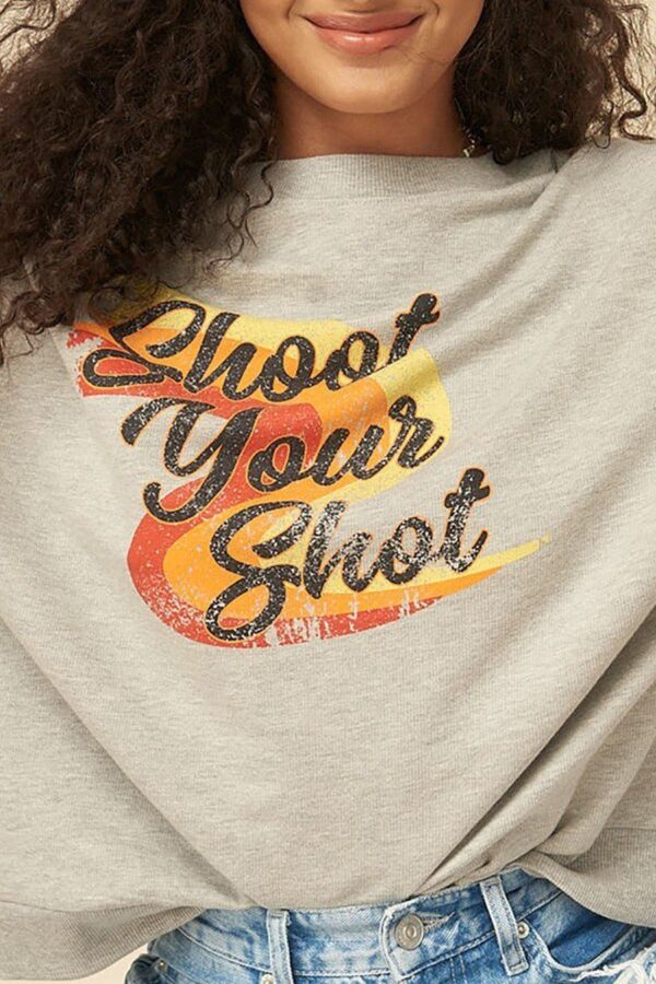 French Terry Graphic Sweatshirt – ‘Shoot Your Shot’ Heather Grey