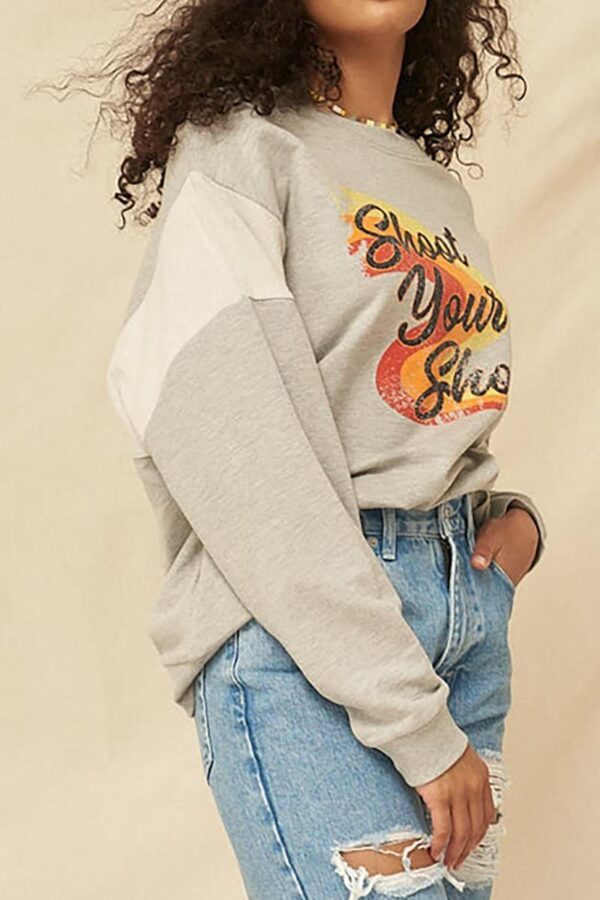 French Terry Graphic Sweatshirt – ‘Shoot Your Shot’ Heather Grey