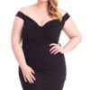 Plus Size Glittered Off-Shoulder Bodycon Mini Dress – Black