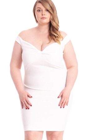 Glittered Off Shoulder Bodycon Mini Dress – Ivory