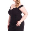 Plus Size Glittered Off-Shoulder Bodycon Mini Dress – Black