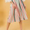 Woven Midi Skirt – Pleated Multicolor Stripe, Ivory