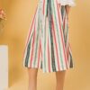 Woven Midi Skirt – Pleated Multicolor Stripe, Ivory