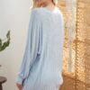 Ribbed V-Neck Long Sleeve Top – Powder Blue