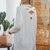 Criss Cross Open Back Longsleeve Top – Off White