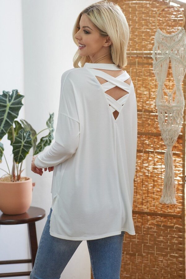 Criss Cross Open Back Longsleeve Top – Off White