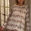 Plus Size Abstract-Blur Sweatshirt in Cream & Taupe