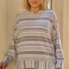 Plus Striped Super Soft Sweatshirt – Sage & Lavender