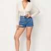 Fishnet Mesh Deep V Bodysuit – Sheer Back, Cream