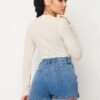 Fishnet Mesh Deep V Bodysuit – Sheer Back, Cream