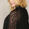 Plus Size Zebra Burnout Ruffled-Neck Bubble Crepe Blouse