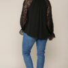 Plus Size Zebra Burnout Ruffled-Neck Bubble Crepe Blouse