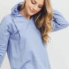 French Terry V-Neck Hoodie Top – Denim Multi