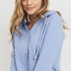 French Terry V-Neck Hoodie Top – Denim Multi
